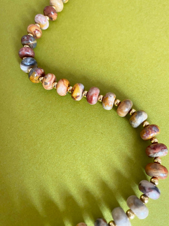 Handmade Fashion Natural Stone Crazy Lace Agate Necklace