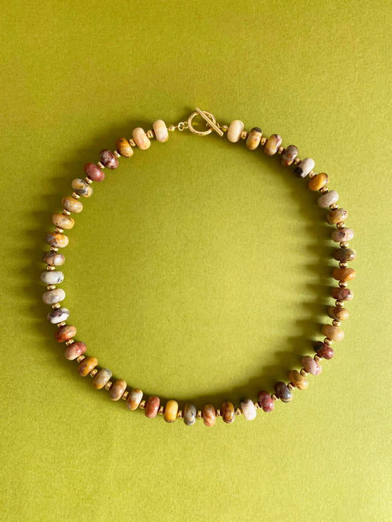 Handmade Fashion Natural Stone Crazy Lace Agate Necklace