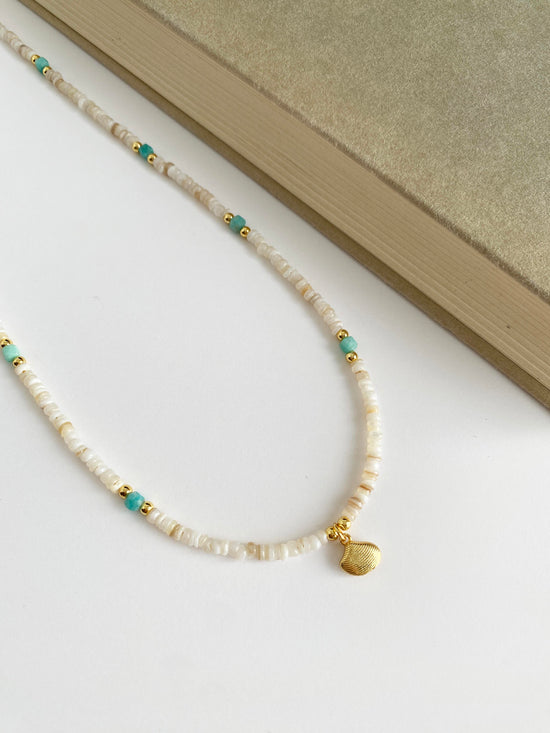 Handmade Fashion Natural Stone Amazonite Shell Necklace