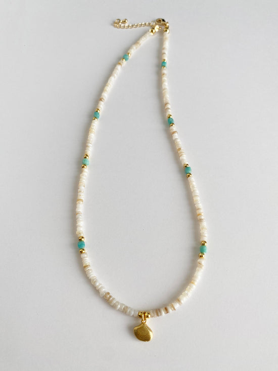 Handmade Fashion Natural Stone Amazonite Shell Necklace