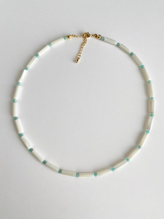 Handmade Fashion Natural Stone Amazonite Shell Necklace