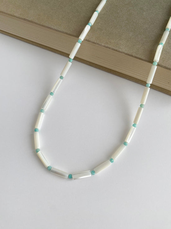 Handmade Fashion Natural Stone Amazonite Shell Necklace