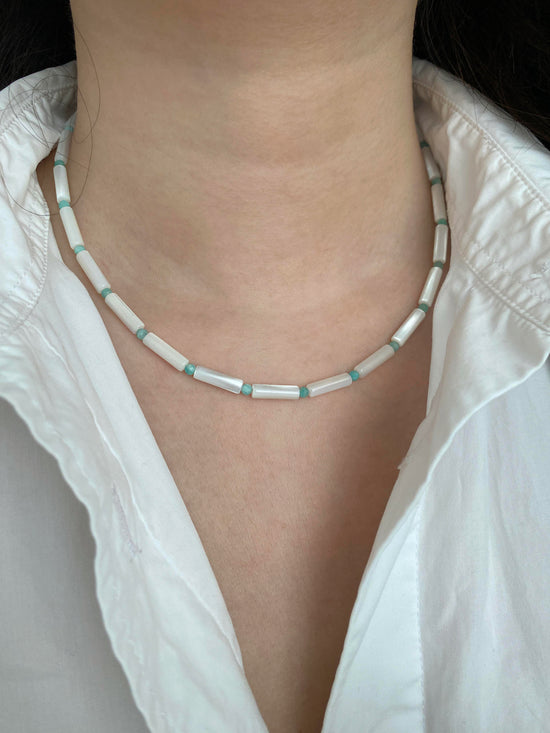 Handmade Fashion Natural Stone Amazonite Shell Necklace