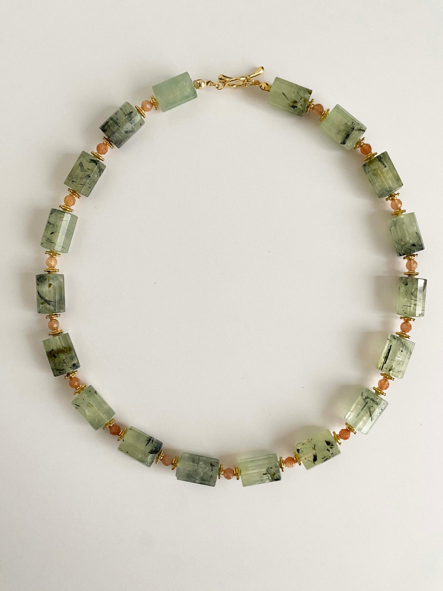 Handmade Fashion Natural Stone Prehnite Sunstone Necklace