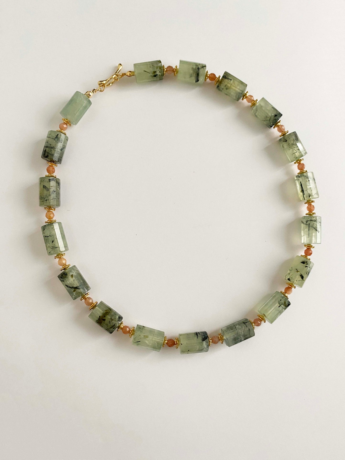 Handmade Fashion Natural Stone Prehnite Sunstone Necklace