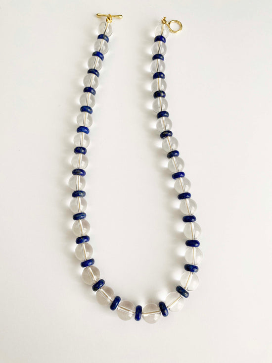 Handmade Fashion Natural Stone Lapis Lazuli Clear Quartz Necklace