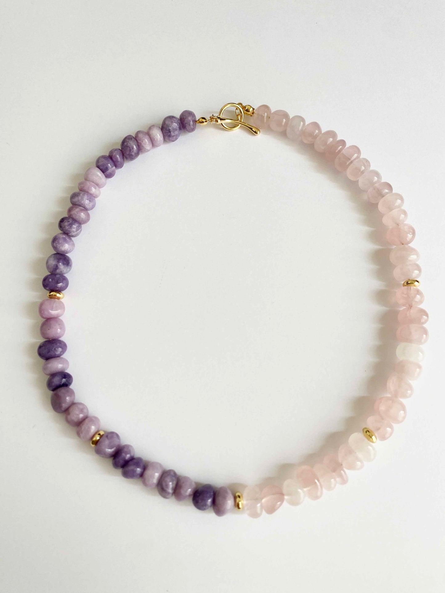 Handmade Fashion Natural Stone Rose Quartz Lepidolite Necklace