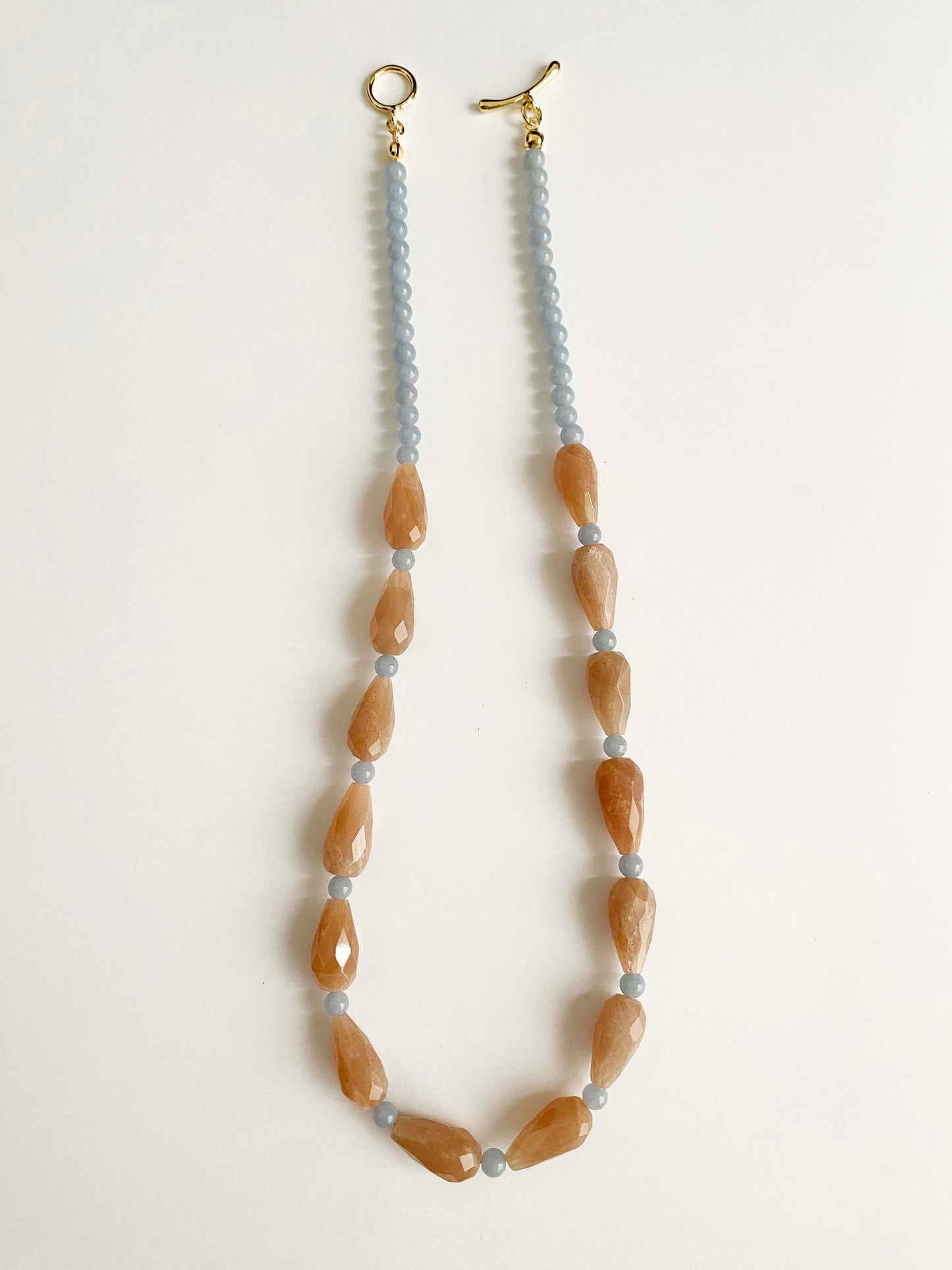 Handmade Fashion Natural Stone Angelite Sunstone Necklace