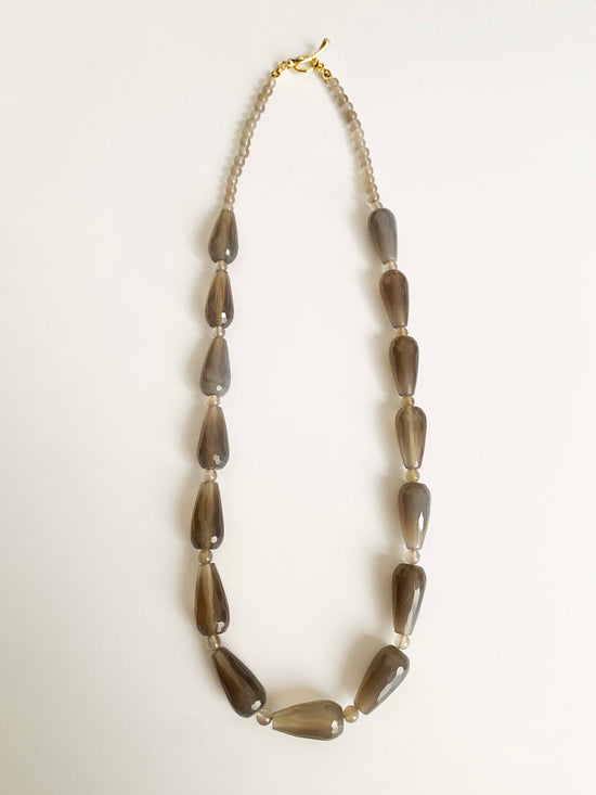 Handmade Fashion Natural Stone Grey Agate Necklace