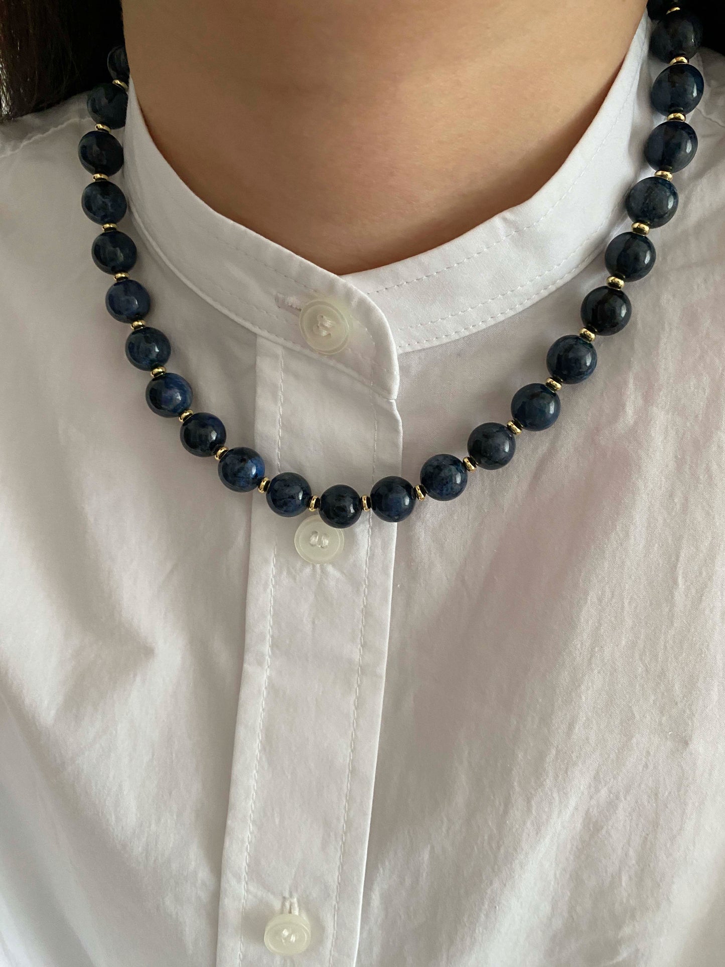 Handmade Fashion Natural Stone Blue-veins stone Necklace