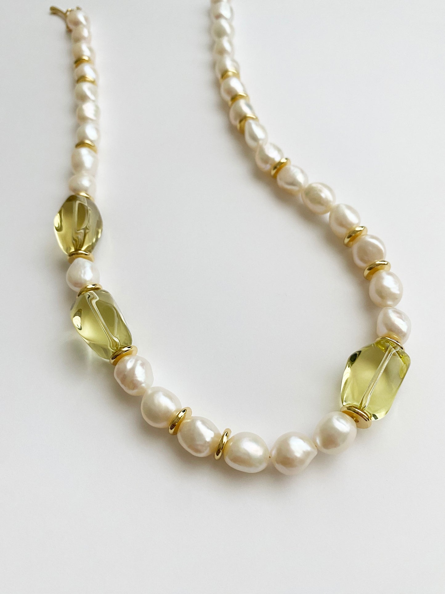 Handmade Fashion Natural Stone Citrine Baroque Pearl Necklace