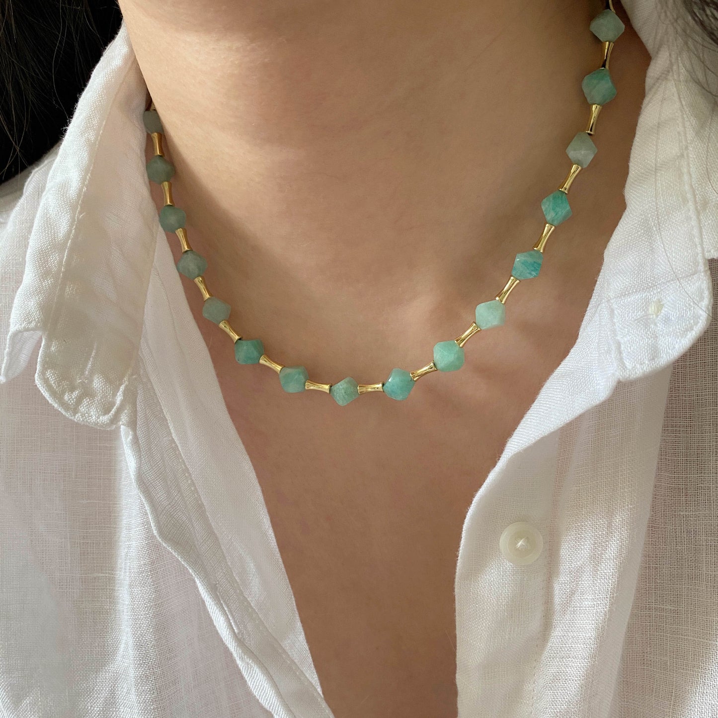 Handmade Fashion Natural Stone Amazonite Necklace