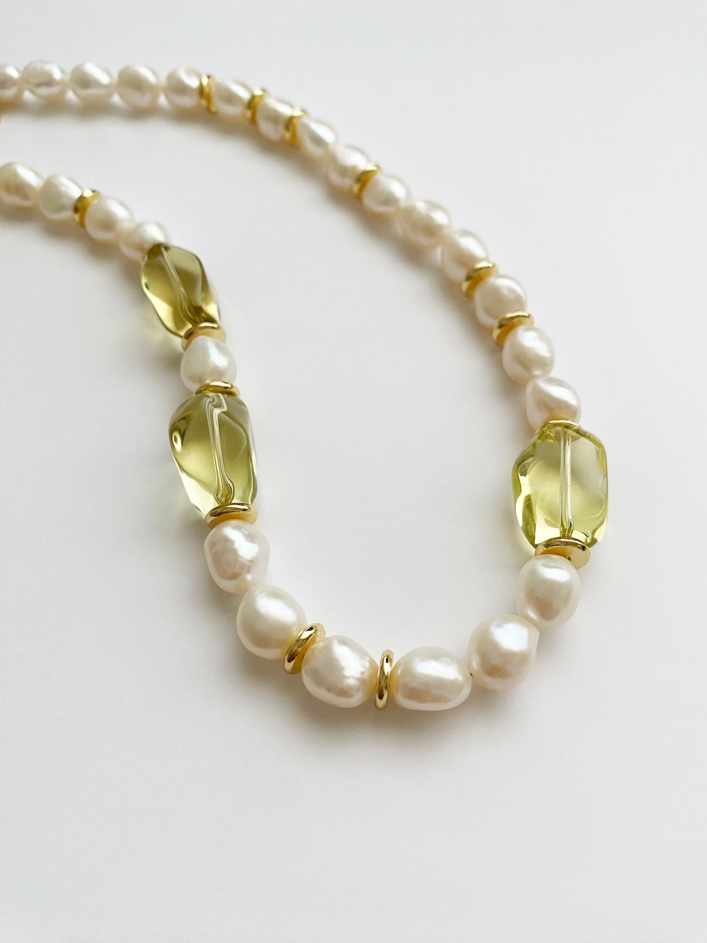 Handmade Fashion Natural Stone Citrine Baroque Pearl Necklace