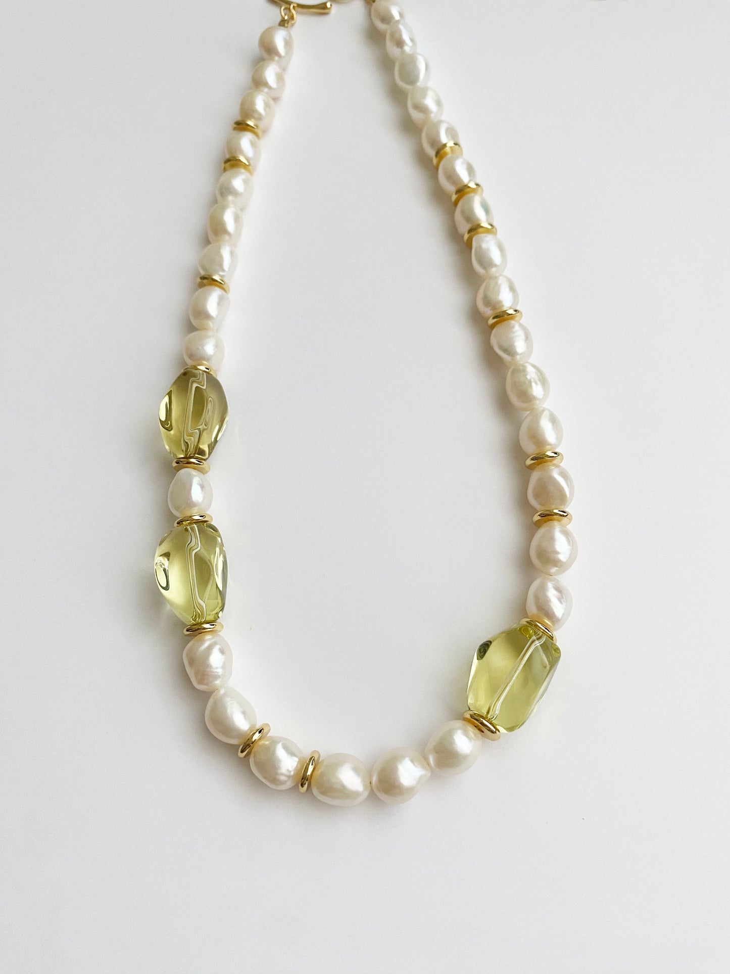 Handmade Fashion Natural Stone Citrine Baroque Pearl Necklace