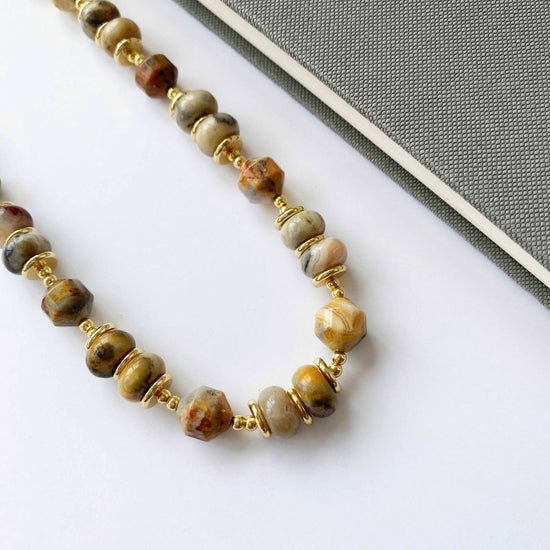 Handmade Fashion Natural Stone Crazy Lace Agate Necklace