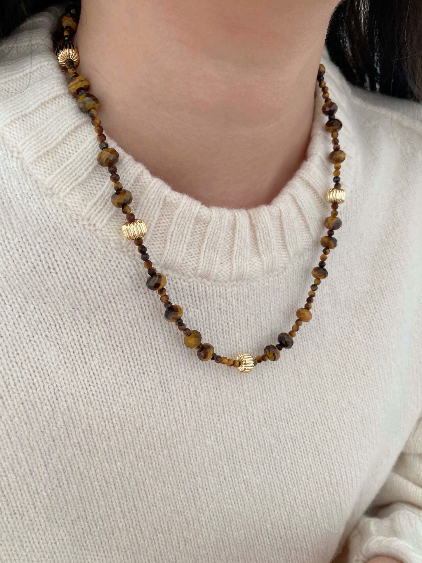 Handmade Fashion Natural Stone Tiger Eye Necklace