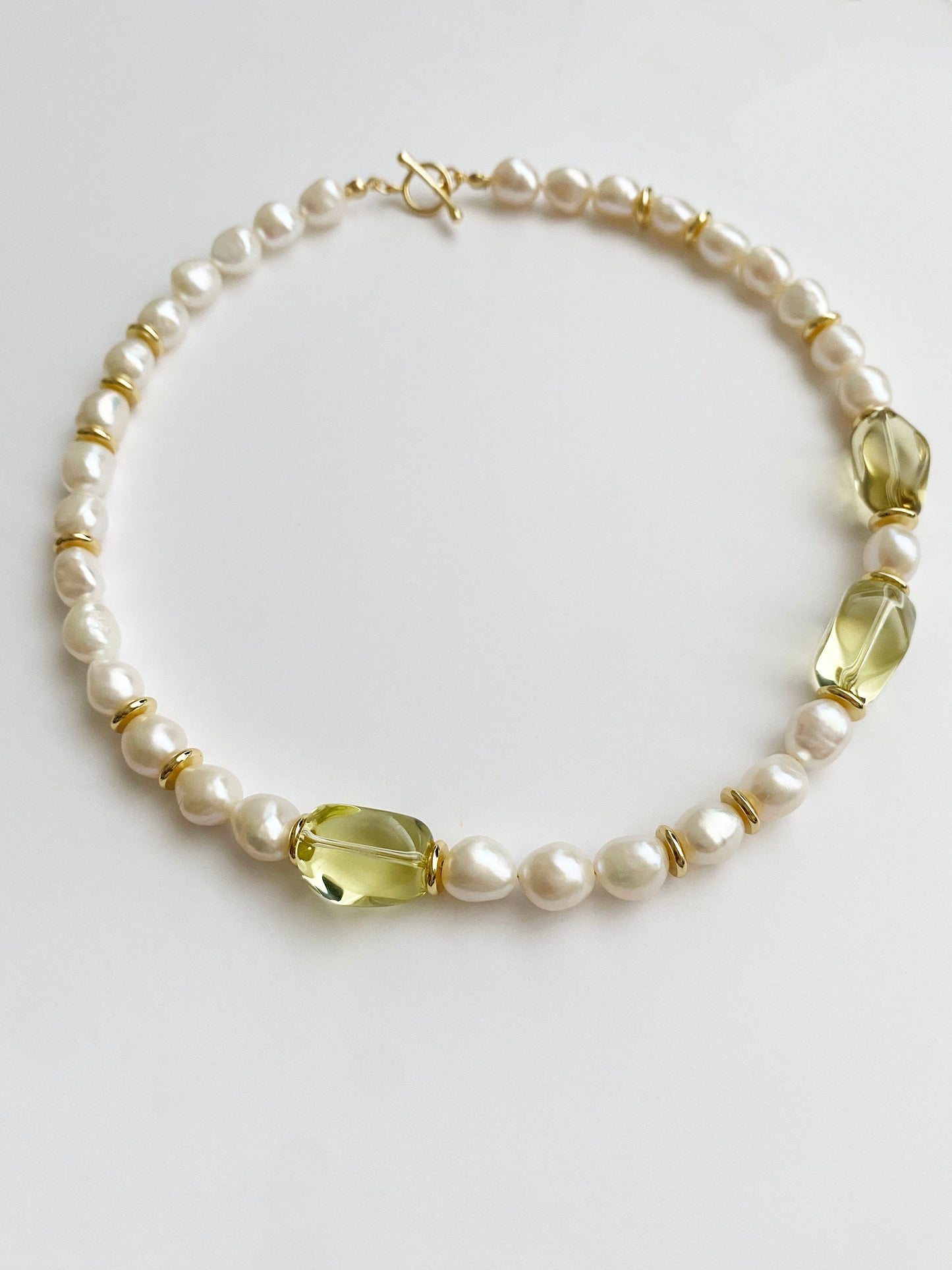 Handmade Fashion Natural Stone Citrine Baroque Pearl Necklace