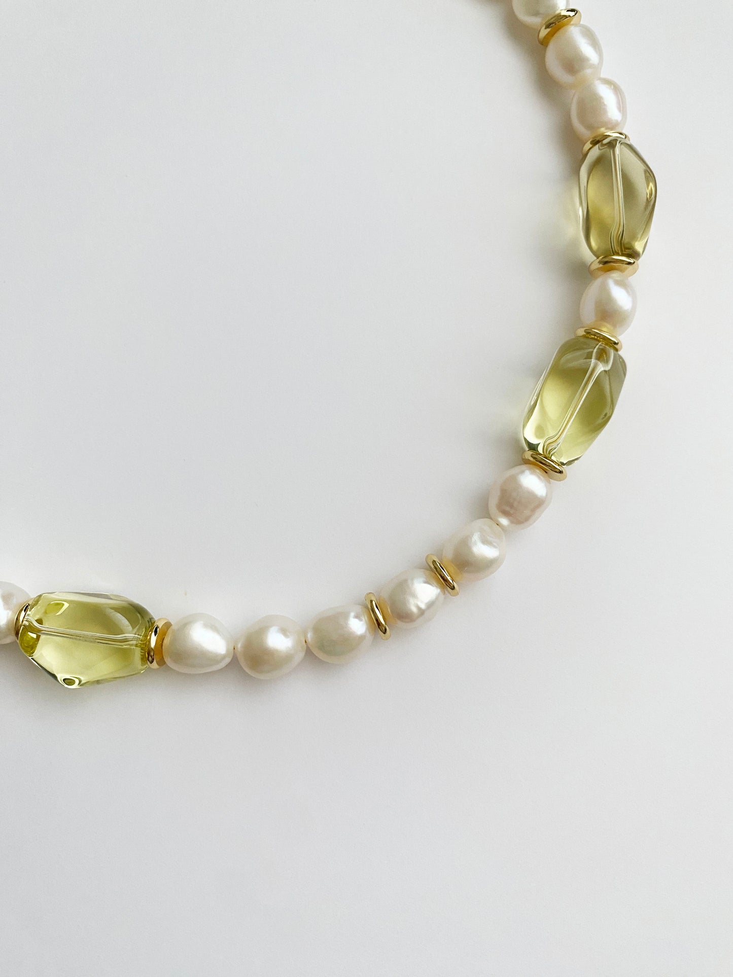 Handmade Fashion Natural Stone Citrine Baroque Pearl Necklace