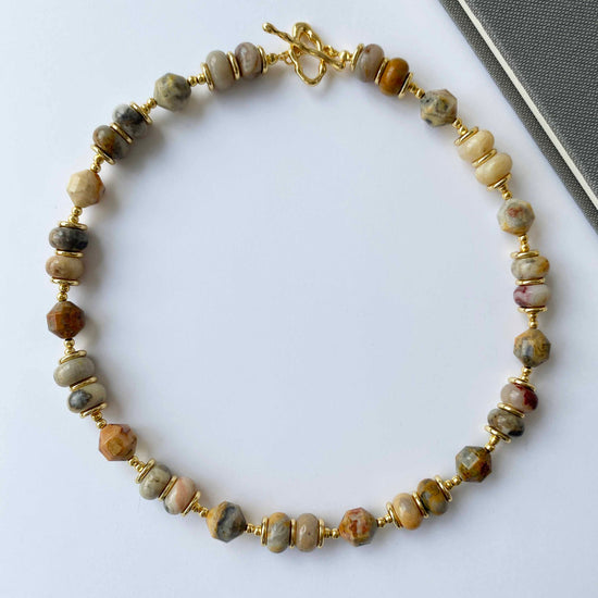 Handmade Fashion Natural Stone Crazy Lace Agate Necklace