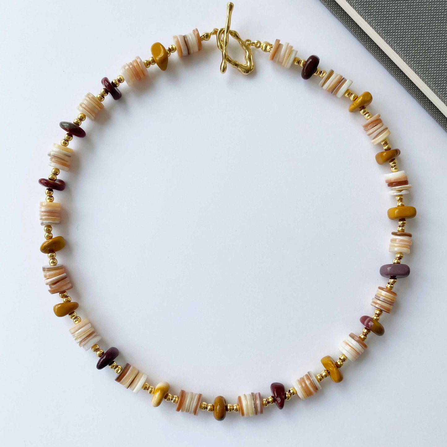 Handmade Fashion Natural Stone Mookaite Jasper Shell Necklace