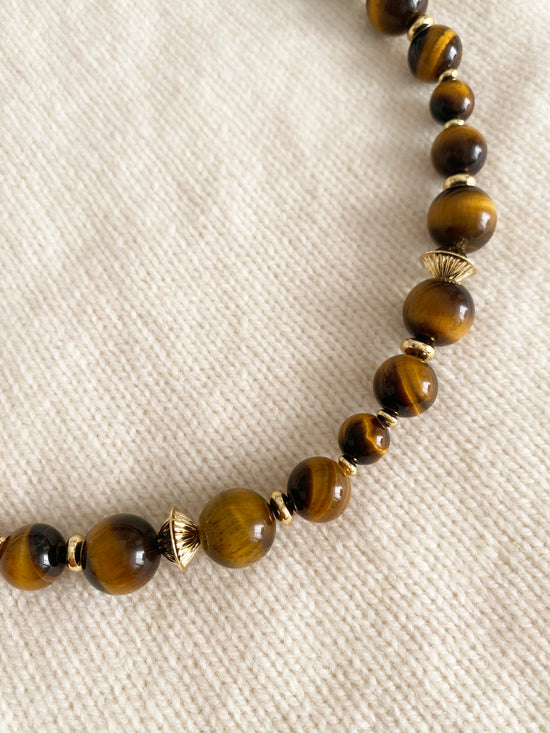 Handmade Fashion Natural Stone Tiger Eye Baroque Pearl Necklace