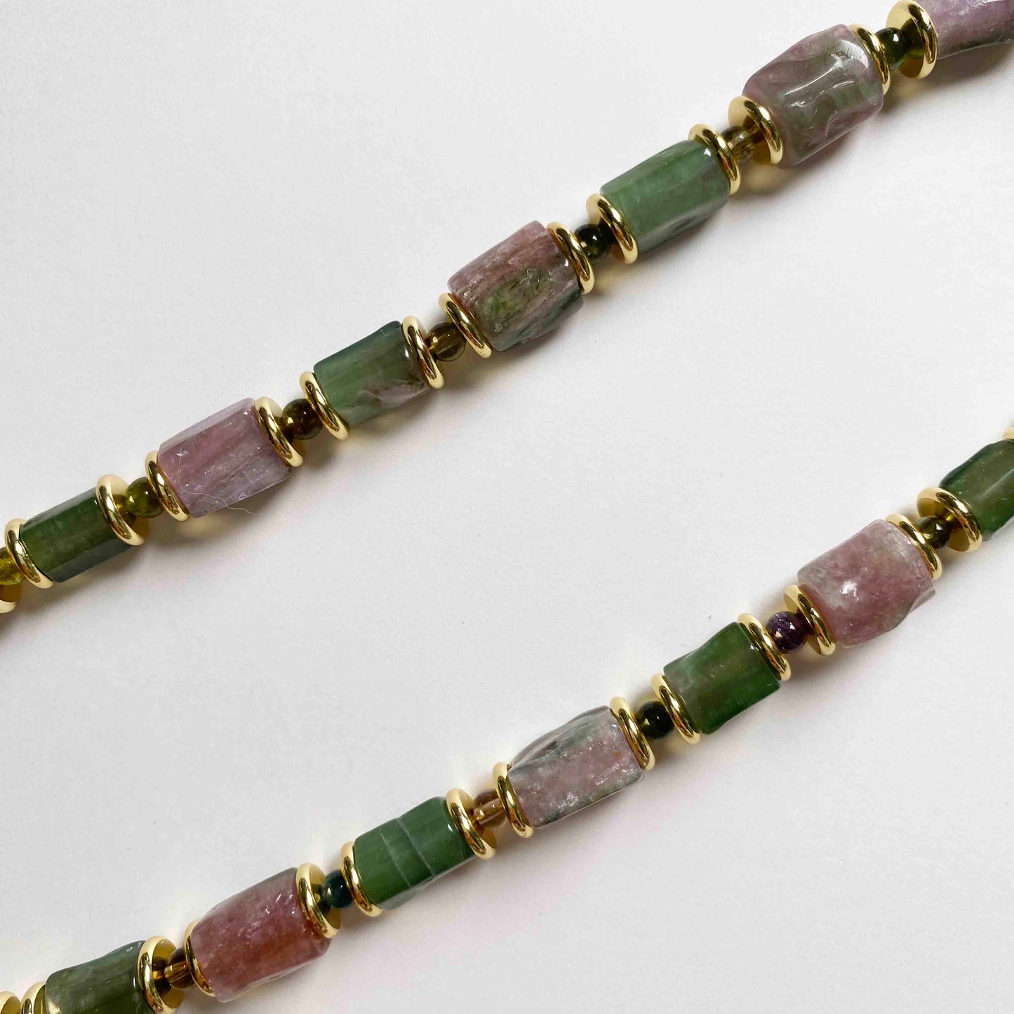 Natural Stone Watermelon Tourmaline Necklace